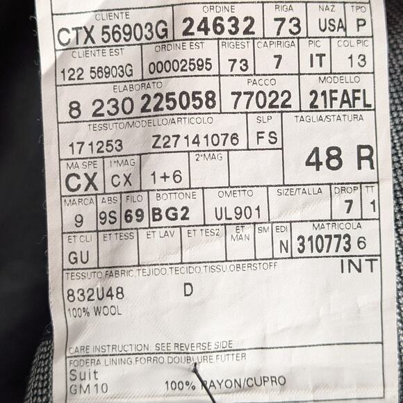 Gucci 48R Made in Italy Wool Blazer Gray Micro Check Triple Pocket Sport Coat - Picture 5 of 9